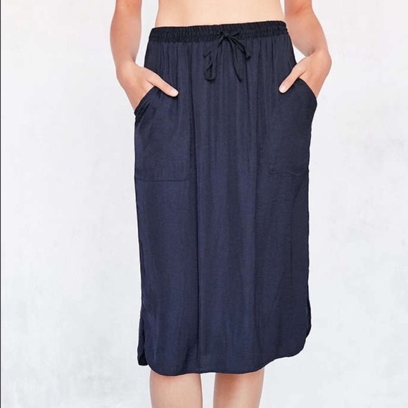 Urban Outfitters Silence + Noise Royal Blue Drawstring Midi Skirt Size Small - Picture 11 of 11
